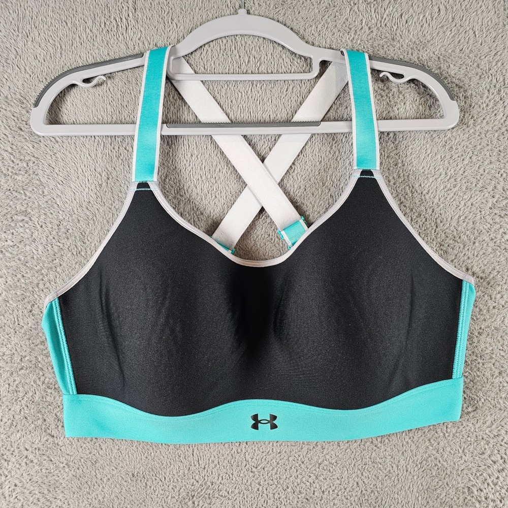 Under Armour Womens High Impact Sports Bra Teal Black XL